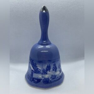 Vintage "A Home in the Desert" by Currier and Ives Blue Ceramic Bell